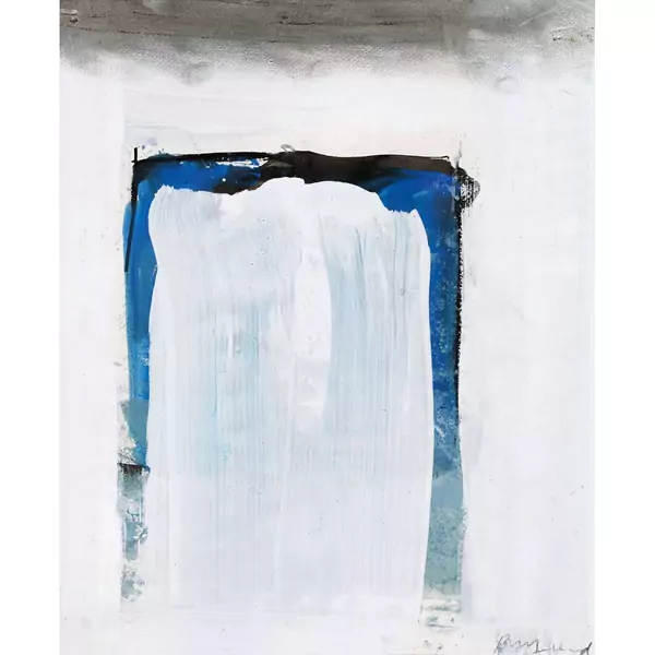 Abstrakte Komposition in Blau und Weiss