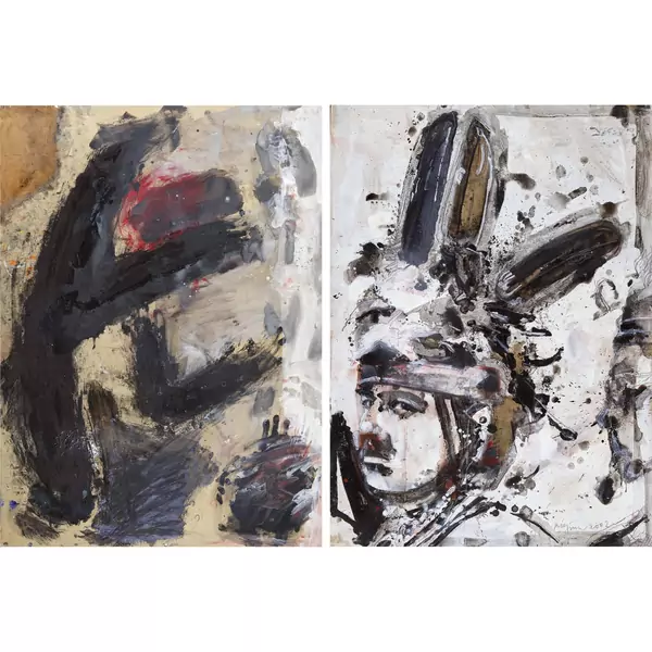 "Indian and Landscape". Diptychon