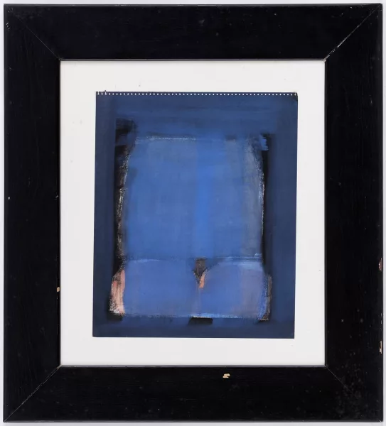 Roger Pfund — Roger Pfund (1943), Composition en bleu, gouache sur