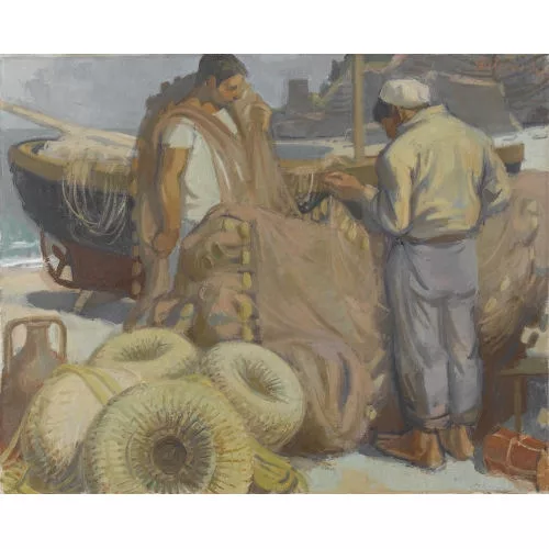 Roland Guignard — "Fischer beim Netzflicken".