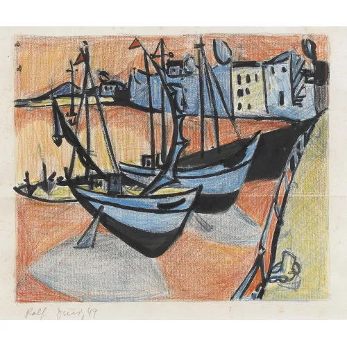 Rolf Dürig — Fischerboot im Hafen.