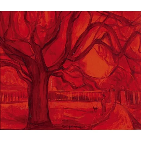 Parklandschaft in Rot