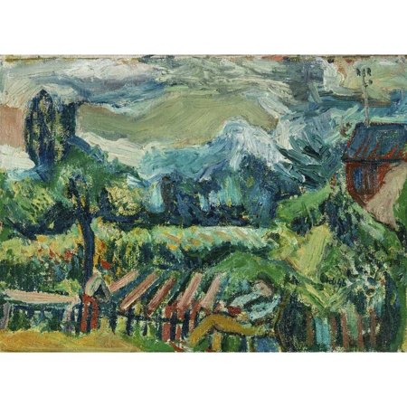 Sommerliche Landschaft mit Bergansicht