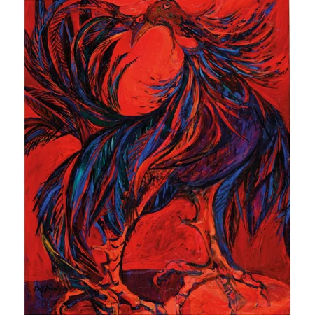 Vogel in roter Landschaft