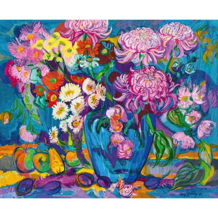 Stillleben mit Blumen und Obst
