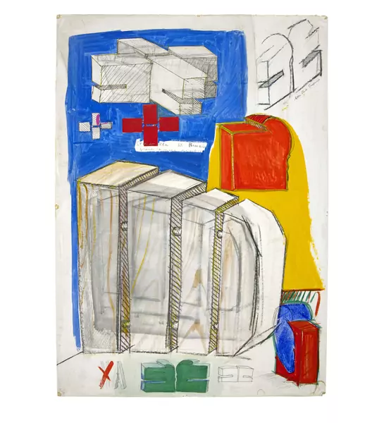 Rolf Iseli — Strukturen St. Romain. Grosses Skizzenblatt — Galerie Kornfeld
