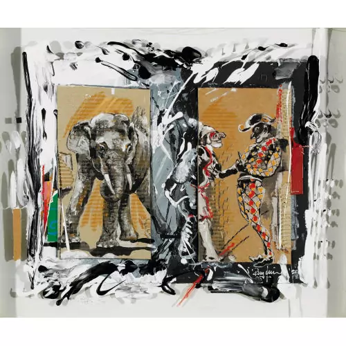 Elefant und Clowns