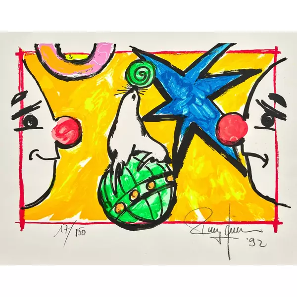"Zwei Clowns mit Seehund"