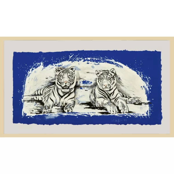 Rolf Knie — "White tigers on blue".