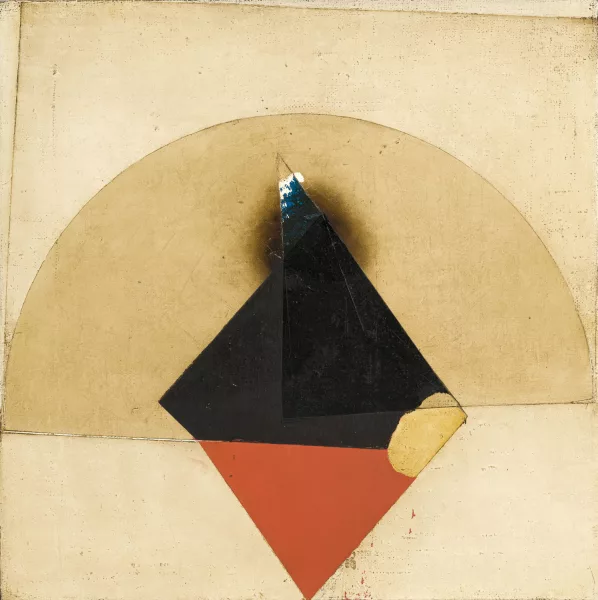 Rolf Lehmann — "Losange sur pointe Noir en haut orange en bas",