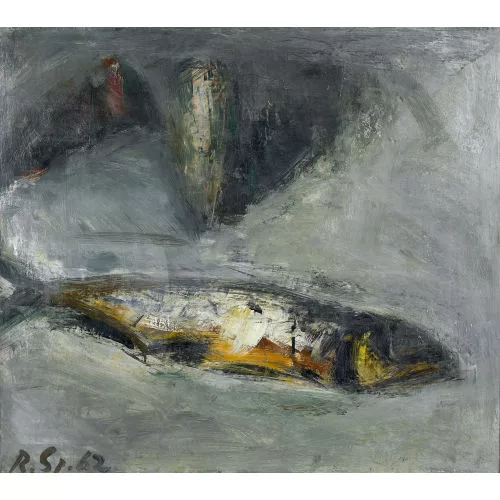 Rolf Spinnler — Fisch auf blaugrauem Grund.