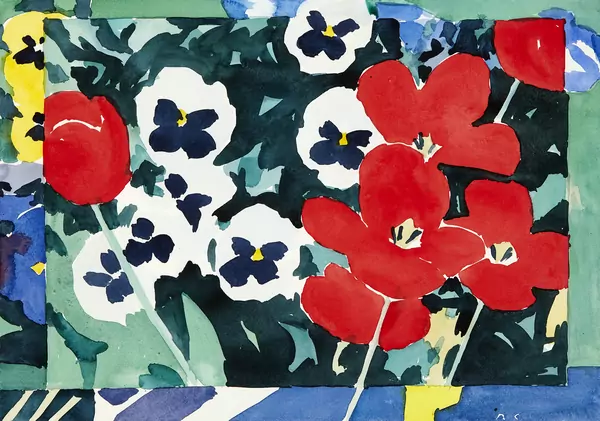 Pensées und Tulpen