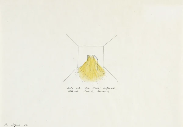 Roman Signer — Als ich die Türe öffnete, stürmte Sand heraus, 1986