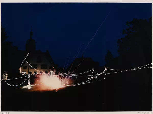 Roman Signer — Ohne Titel (aus Aktion Koffer Schloss Greifensee), 1991
