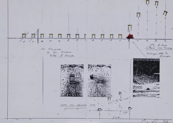 Roman Signer — 2 Blätter: Tuch, 1994; Aktion Tisch, 1996