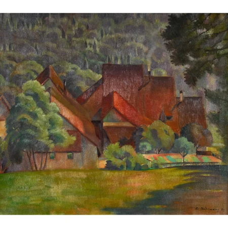 Sommerlandschaft mit Bauernhäusern