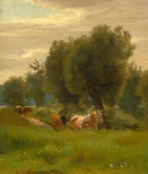 RUDOLF KOLLER — Landscape with cows. 1863. — Koller Auktionen