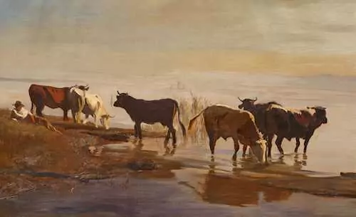 RUDOLF KOLLER — Kühe am Zürichhorn. Probably 1869. — Koller Auktionen
