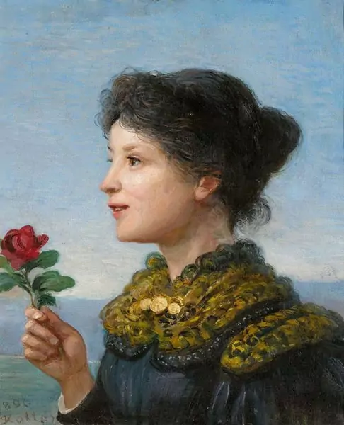 RUDOLF KOLLER — Mädchenportrait mit einer Rose. 1896. — Koller Auktionen
