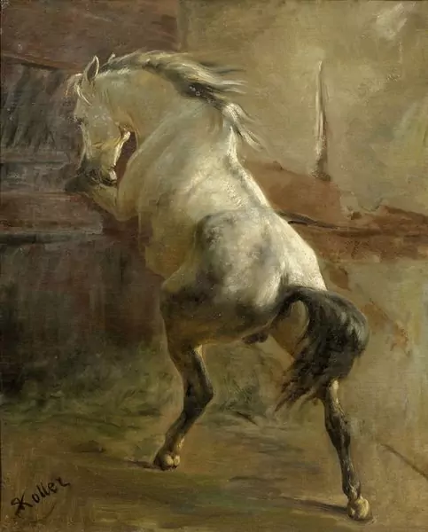 RUDOLF KOLLER — Pferd am Trog. — Koller Auktionen
