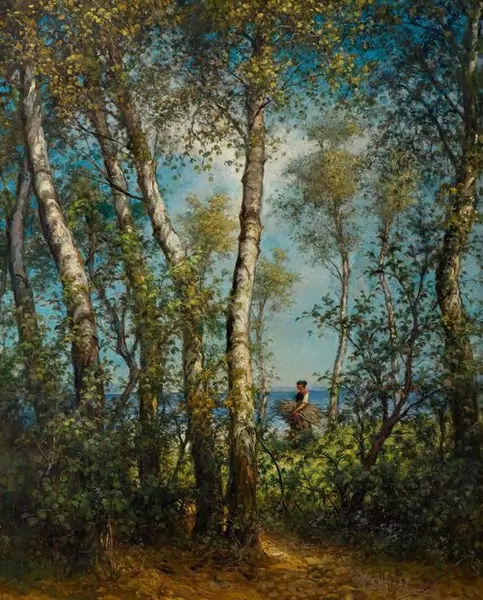 RUDOLF KOLLER — Reisigsammlerin am See. 1898. — Koller Auktionen