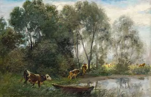 RUDOLF KOLLER — Cows in the pasture. — Koller Auktionen