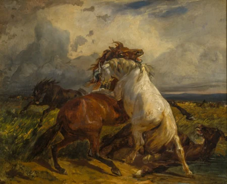Kämpfende Pferde, um 1845/50