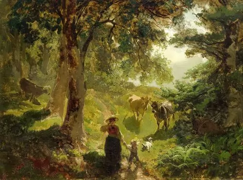 RUDOLF KOLLER — Bäuerin mit Kind und Kühen. 1856. — Koller Auktionen