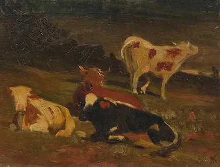 RUDOLF KOLLER — Kühe auf der Weide, Studie. — Koller Auktionen