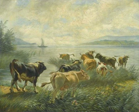 RUDOLF KOLLER — Kuhherde am See. 1890. — Koller Auktionen