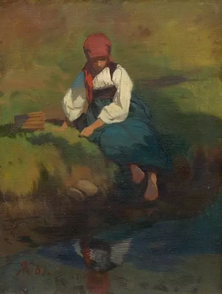RUDOLF KOLLER — Anneli at a well. 1861. — Koller Auktionen