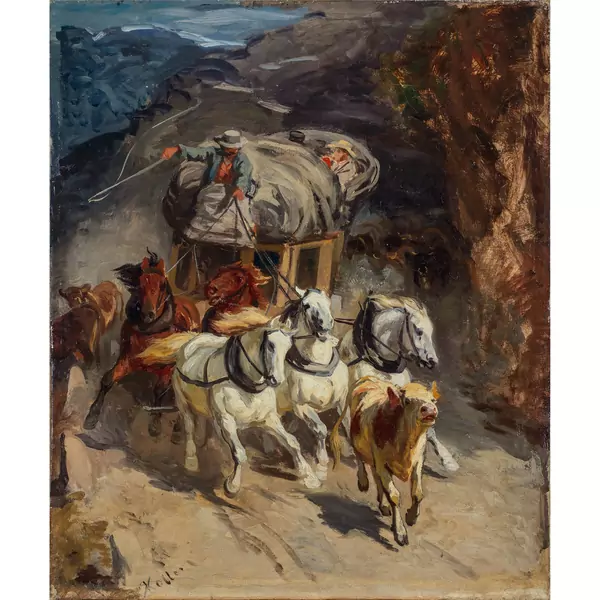 Rudolf Koller — Die Gotthardpost Frühe Fassung — Galerie Kornfeld