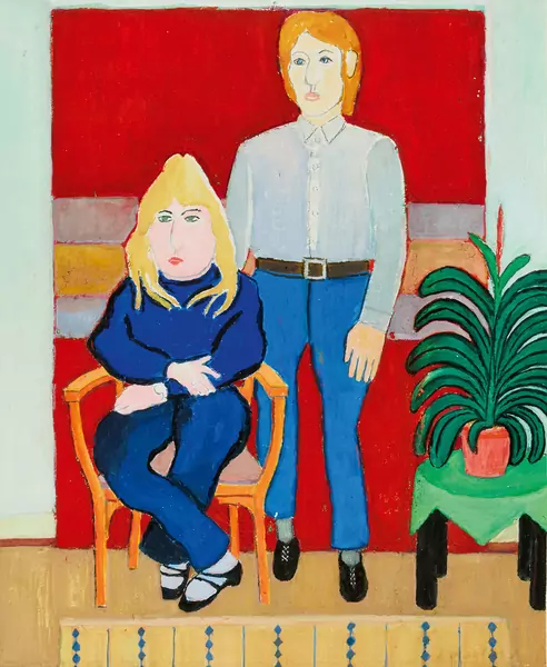 «Paar vor rotem Hintergrund» – (1961) – Rudolf Maeglin