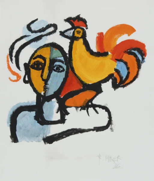 Rudolf Mirer — Mann mit Hahn, 1986