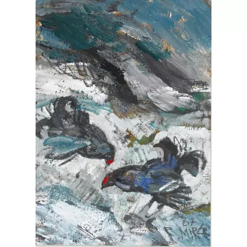 Zwei Auerhühner im Schnee