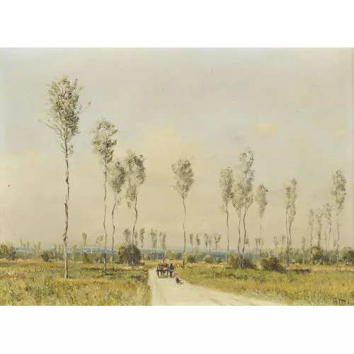 Rudolf Müller — Wegpartie mit Fuhrwerk.