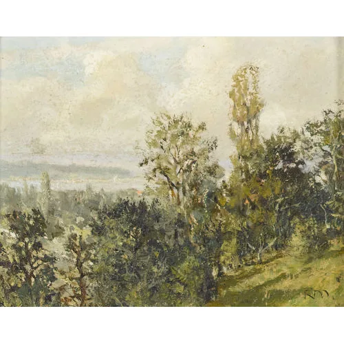 Rudolf Müller — Bewaldete Seeuferpartie bei Jussy.