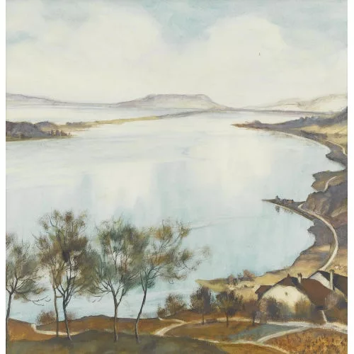 Rudolf Müller — Blick auf den Bielersee mit der Petersinsel.