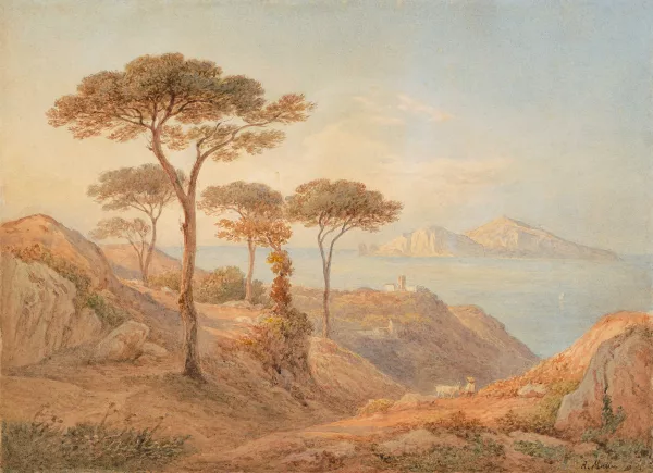 Rudolf Müller — Blick von einer Anhöhe über den Golf von Sorrent auf die Insel Capri