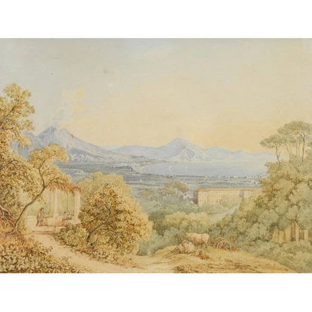 Golf von Neapel mit rauchendem Vesuv