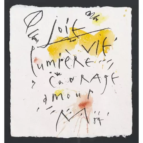 "Joie vie lumière courage amour"