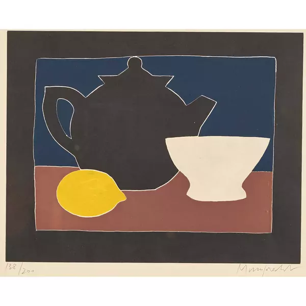 "Théière, bol et citron"