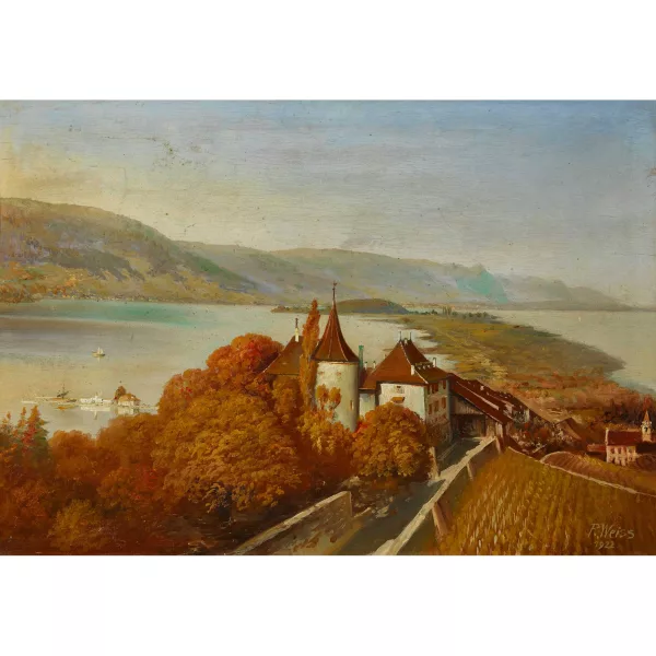 Rudolf Weiss — Blick auf den Bielersee mit der St. Petersinsel.