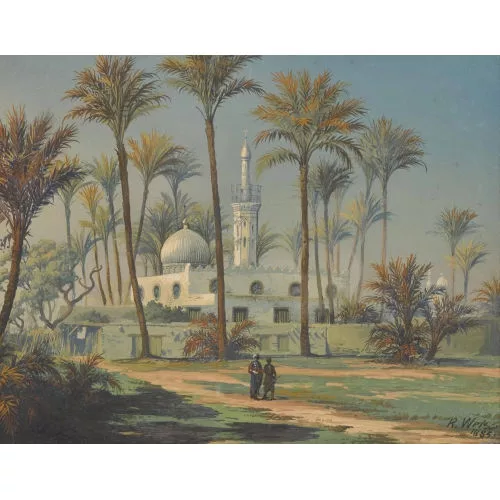 Rudolf Weiss — Landschaft mit Moschee und Staffage.