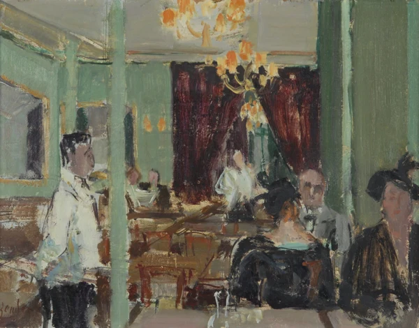 Rudolf Zender — Recto: Im Restaurant; Verso: Frauenkopf
