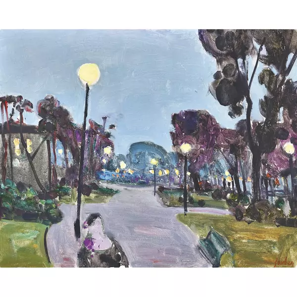 Stadtpark im Laternenlicht