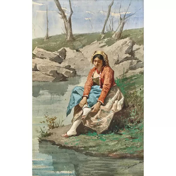 Sitzende Römerin am Ufer
