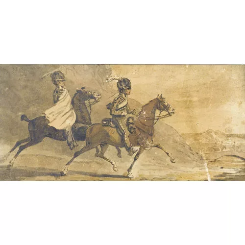 Salomon Landolt — Zwei französische Husaren zu Pferde.