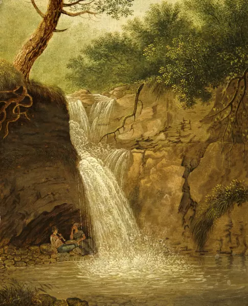 Landschaft mit Wasserfall