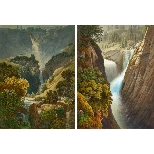 Samuel Birmann — Paar Ansichten mit Wasserfall.